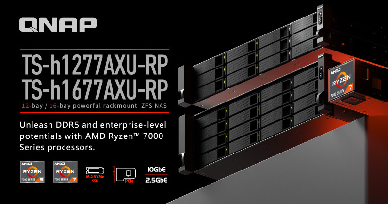 QNAP випустила корпоративні ZFS NAS серії TS-hx77AXU-RP на базі AMD Ryzen 7000